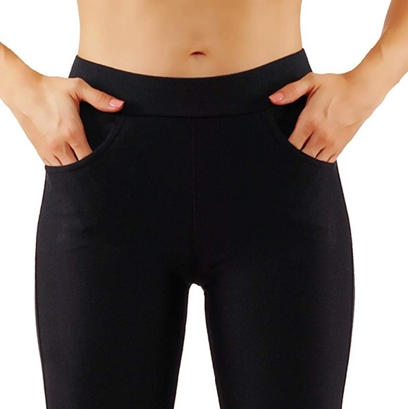 Casual Ponte Knit Slim Fit Pants Pull-Up  - Picture 3 of 5